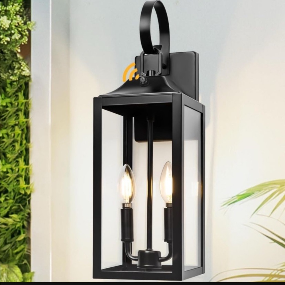 Black Dusk to Dawn Outdoor/Indoor  Wall Lantern 2-Light